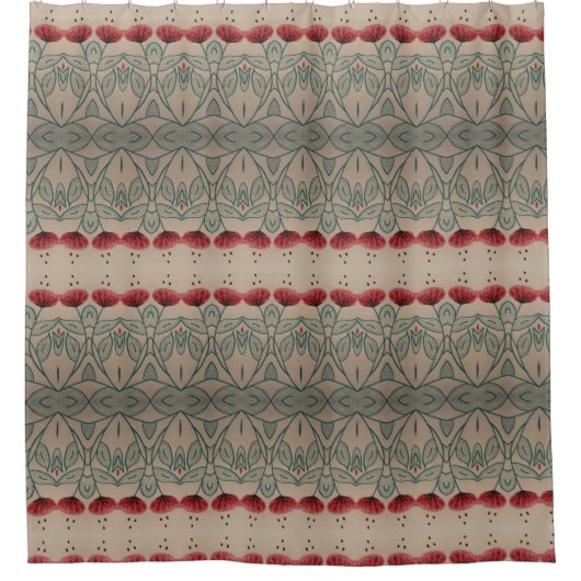 Rideaux De Douche Turquoise Et Rouge Grange (Devant)