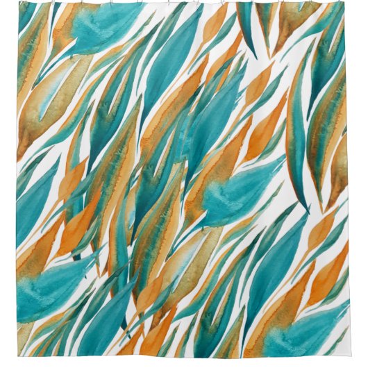 Rideaux De Douche Turquoise Et Rust Fall Art (Devant)