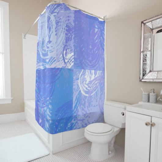 Rideaux De Douche Turquoise et violet Abstrait (En situation)