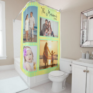 Rideaux De Douche turquoise jaune modèle photo