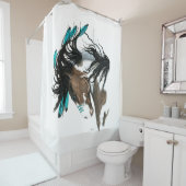 Rideaux De Douche Turquoise majestueuse de cheval par Bihrle (En situation)
