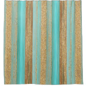 Rideaux De Douche Turquoise moderne Faux Gold Parties scintillant St (Devant)