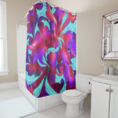 Rideaux De Douche Turquoise Rouge violet gras Chalk Damask (En situation)