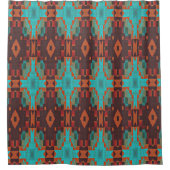 Rideaux De Douche Turquoise Sarcelle Orange Rouge Look Éclectique Et (Devant)