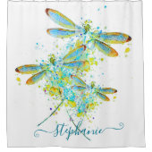 Rideaux De Douche Turquoise Splatter Dragonfly personnalisée (Devant)