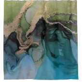 Rideaux De Douche Turquoise Turquoise Vert noir contemporain (Devant)
