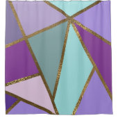 Rideaux De Douche Turquoise Turquoise violet et bronze Or géométriqu (Devant)