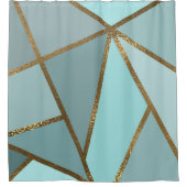 Rideaux De Douche Turquoise Vert Bleu Mousse & Bronze Géométrique (Devant)