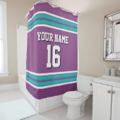 Rideaux De Douche Turquoise White Stripes Sports Jersey (En situation)