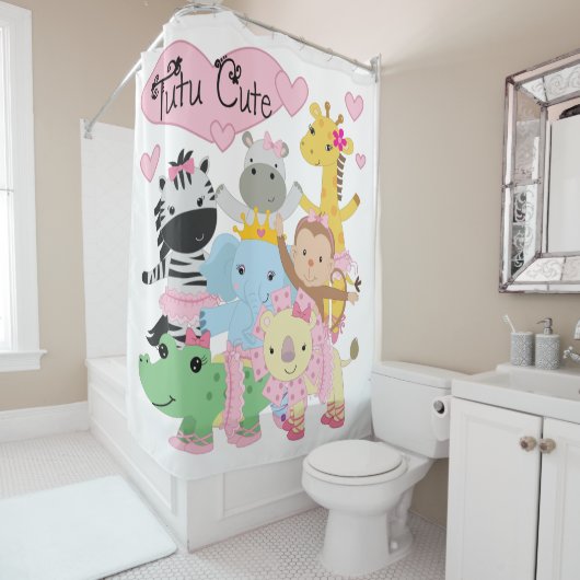 Rideaux De Douche Tutu Cute Zoo Animaux Ballerinas (En situation)