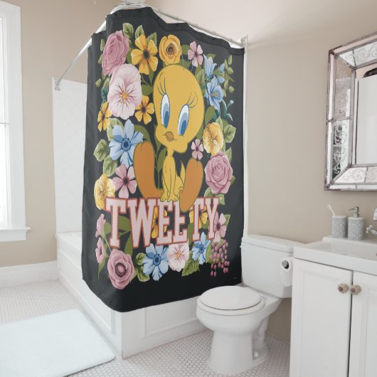 Rideaux De Douche TWEETY™ Floral Embroidery Graphic (En situation)