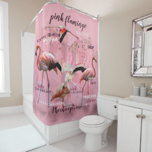 Rideaux De Douche Typographe rose Flamingo Customized