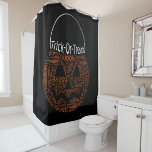 Rideaux De Douche Typographie Citrouille d'Halloween Orange noir