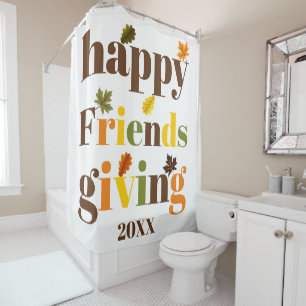 Rideaux De Douche Typographie colorée Happy Friendsgiving fall