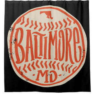 Rideaux De Douche Typographie De Baseball Tirée À La Main Du Marylan