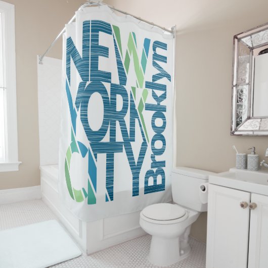 Rideaux De Douche Typographie de Brooklyn New York (En situation)