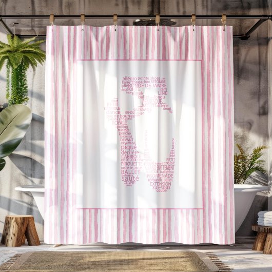 Rideaux De Douche Typographie de chaussure de ballet rose