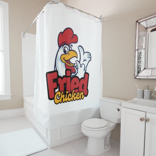 Rideaux De Douche Typographie du poulet (En situation)