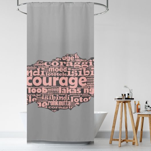 Rideaux De Douche Typographie moderne du Courage Gris et Rose