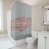 Rideaux De Douche Typographie moderne du Courage Gris et Rose (En situation)
