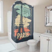 Rideaux De Douche Typographie parisienne : affiche Eiffel abstraite. (En situation)