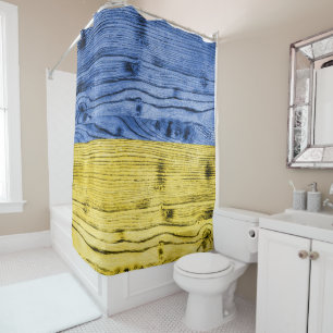 Rideaux De Douche Ukraine drapeau bleu jaune motif de texture de boi