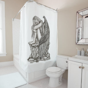 Rideaux De Douche Un ange endormi sur la pierre