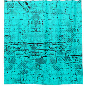 Rideaux De Douche Un bleu turquoise grinçant sans couleur. Éléments