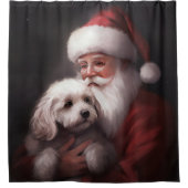 Rideaux De Douche Un caniche au Père Noël Festif (Devant)