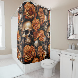 Rideaux De Douche Un crâne et une série Rose 9