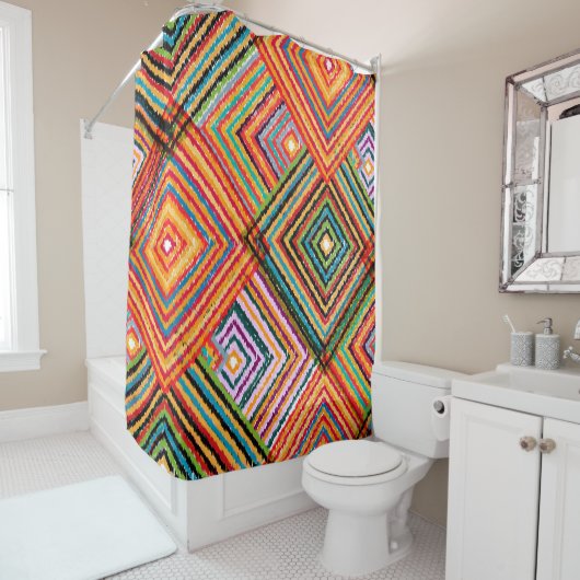 Rideaux De Douche Un design de patchwork motif transparent. Rangeur (En situation)