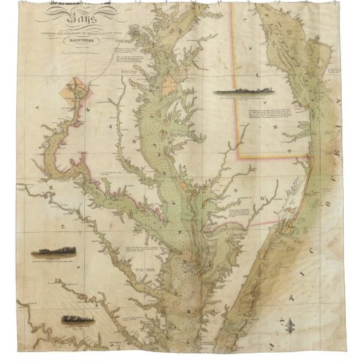 Rideaux De Douche Un diagramme du chesapeake et des baies de (Devant)