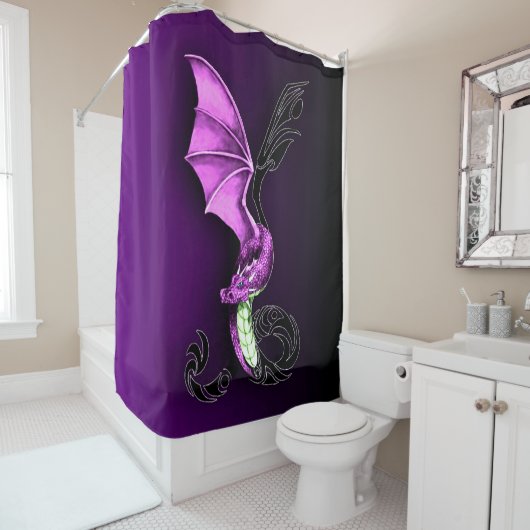 Rideaux De Douche Un dragon pourpre (En situation)