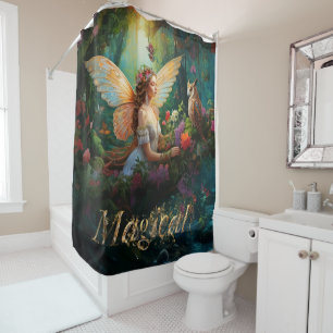 Rideaux De Douche Un étang féerique magique Texte décoratif magique
