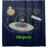 Rideaux De Douche Un joli poisson heureux dans l'espace dessin animé (Devant)