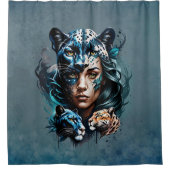 Rideaux De Douche Un merveilleux hybride d'une femme et d'une panthè (Devant)