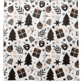 Rideaux De Douche Un Motif de Noël noir et blanc (Devant)