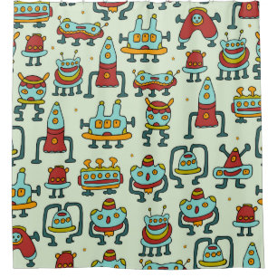 Rideaux De Douche Un motif de robots - aliens. illustration. 