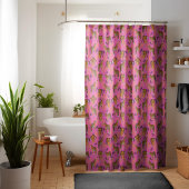 Rideaux De Douche Un Motif de tigre bizarre sur le rose vif