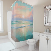 Rideaux De Douche Un paysage de plage paisible (En situation)