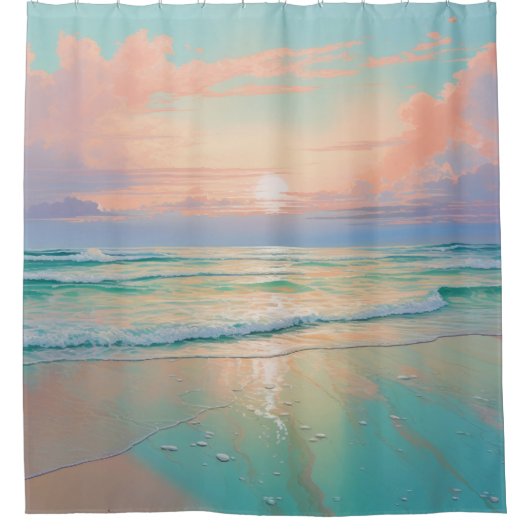 Rideaux De Douche Un paysage de plage paisible (Devant)