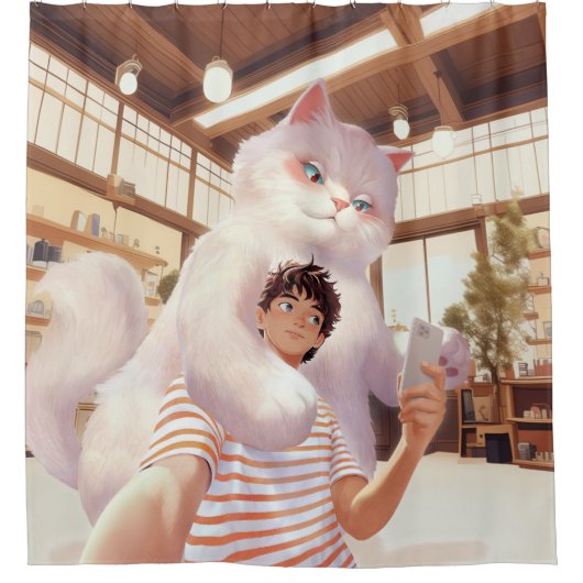 Rideaux De Douche Un selfie avec le géant du fluffy (Devant)