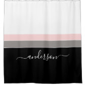 Rideaux De Douche Une bande moderne personnalise le rose noir (Devant)