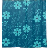 Rideaux De Douche Une conception de fleurs de couleur cyan tendance (Devant)