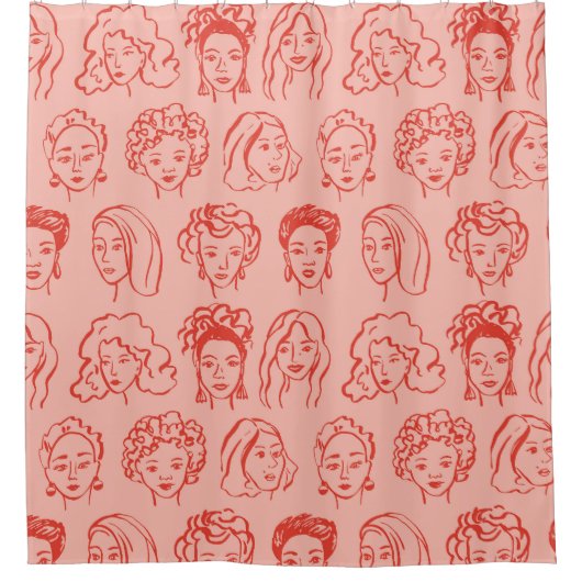 Rideaux De Douche Une Femme branchée face dessinée (Devant)