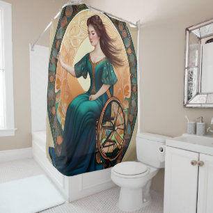 Rideaux De Douche Une femme en fauteuil roulant danse joyeusement