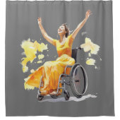 Rideaux De Douche Une femme en fauteuil roulant danse joyeusement (Devant)