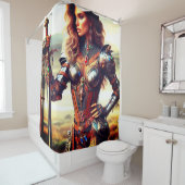 Rideaux De Douche Une femme guerrière (En situation)