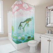 Rideaux De Douche Une Grenouille S'Enfonce Dans L'Étang Illustration (En situation)