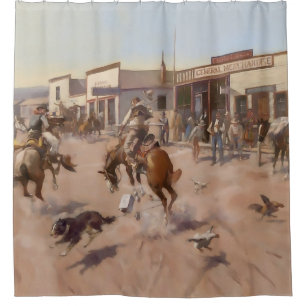 Rideaux De Douche « Une journée tranquille à Utica » par Charles M R